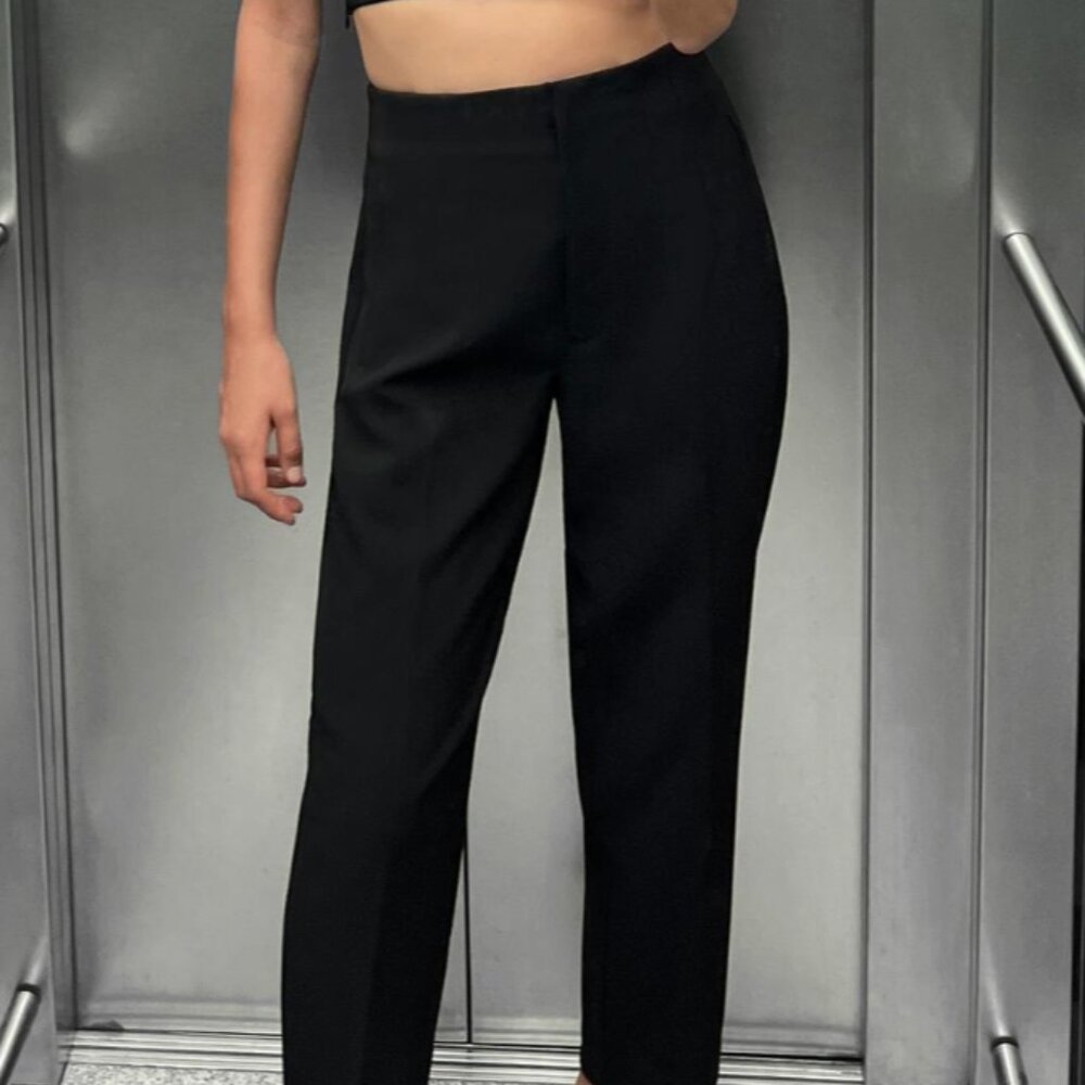 Zara Black High Waist Work Pants, L